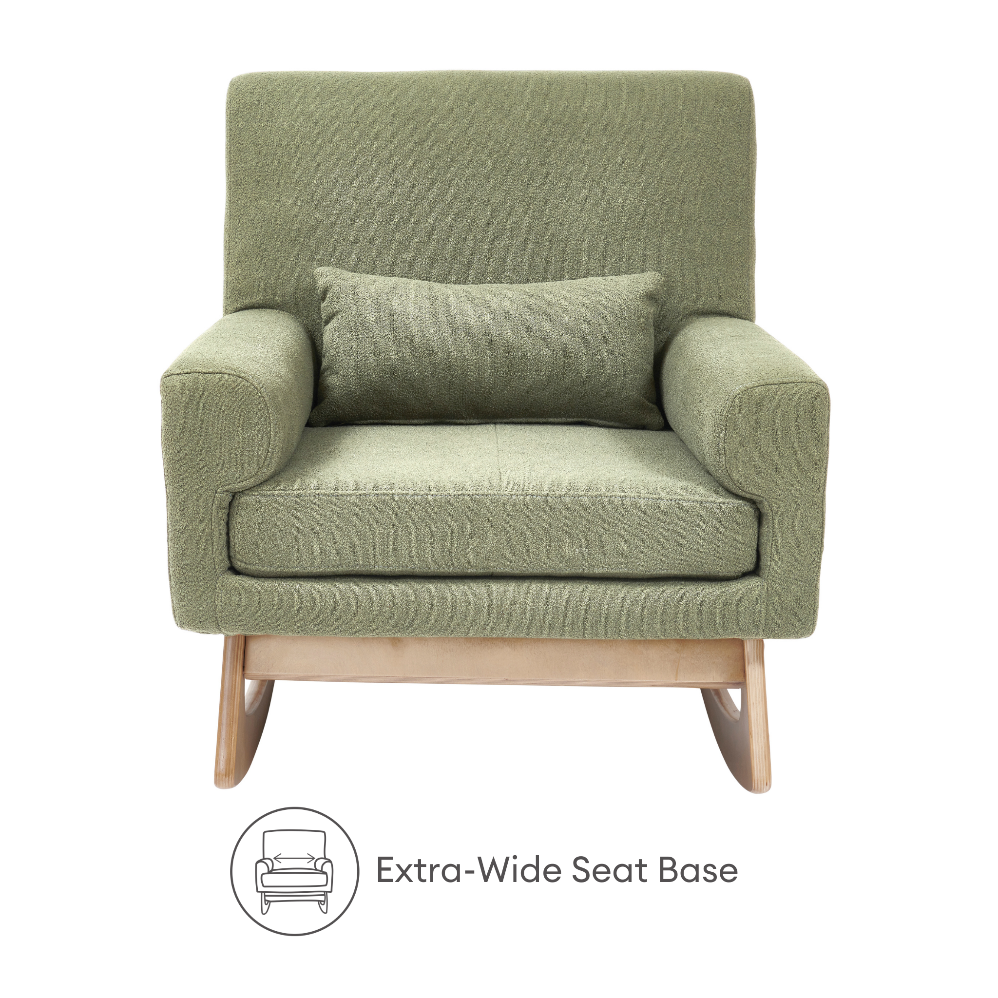 Gaia Baby Serena Sage Boucle Nursing Chair has an extra wide seat base