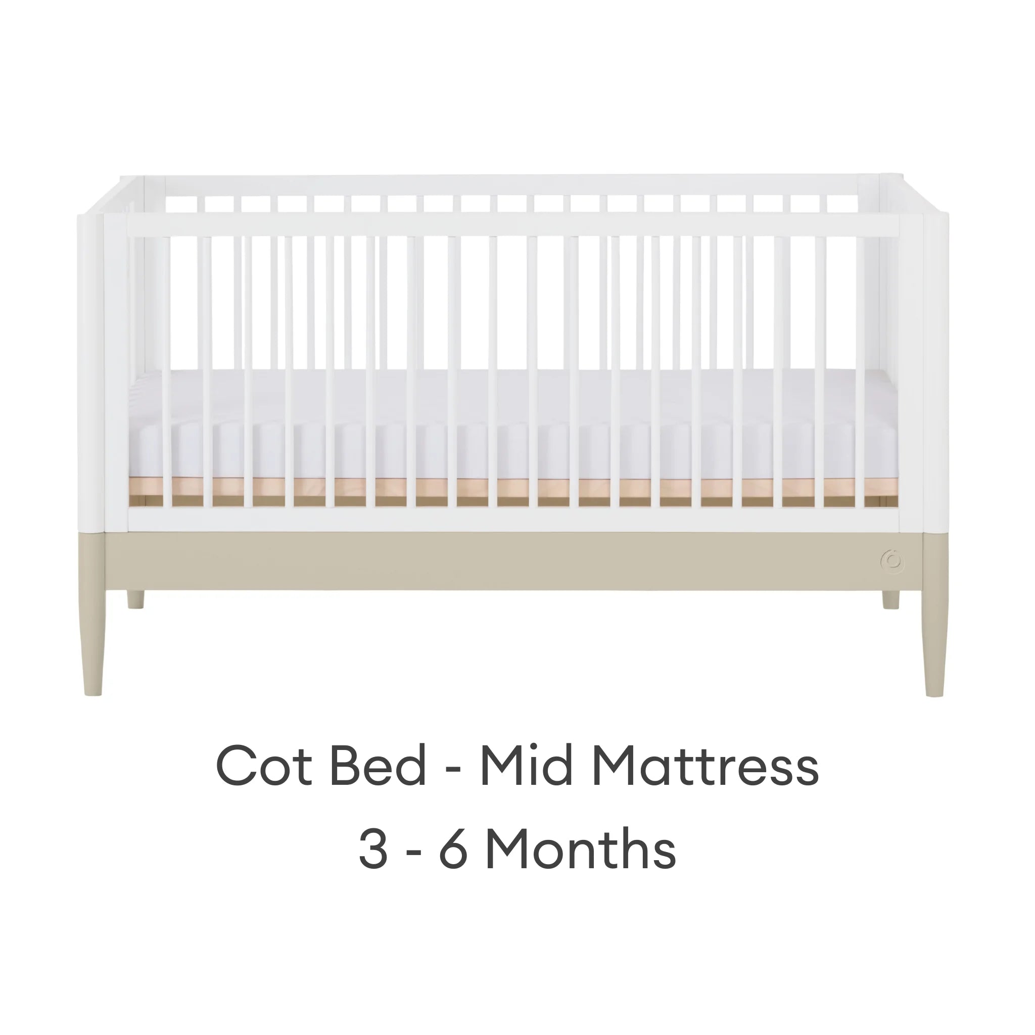 Gaia Baby EOS convertible cot with mid mattress position for growing baby.