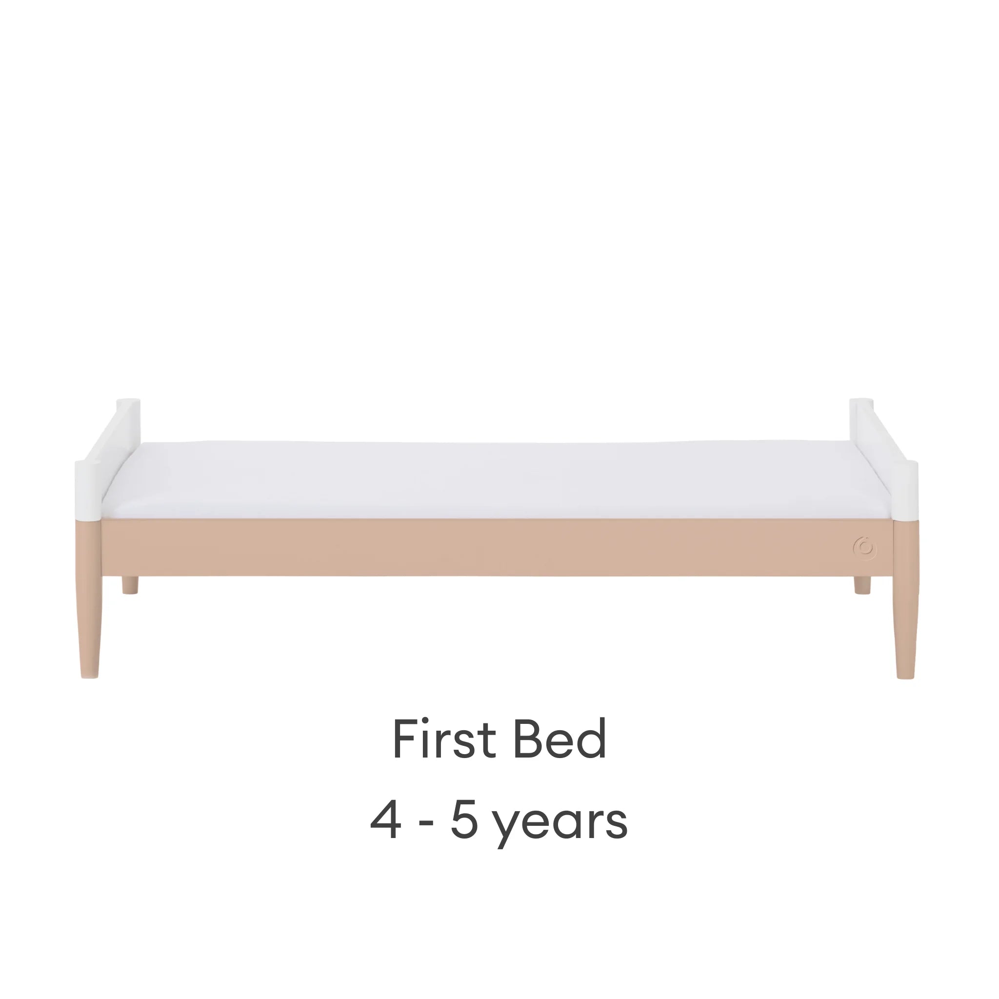 Gaia Baby EOS umwandelbares Kinderbett, umgebaut zum ersten Bett für Kinder im Alter von 4–5 Jahren.