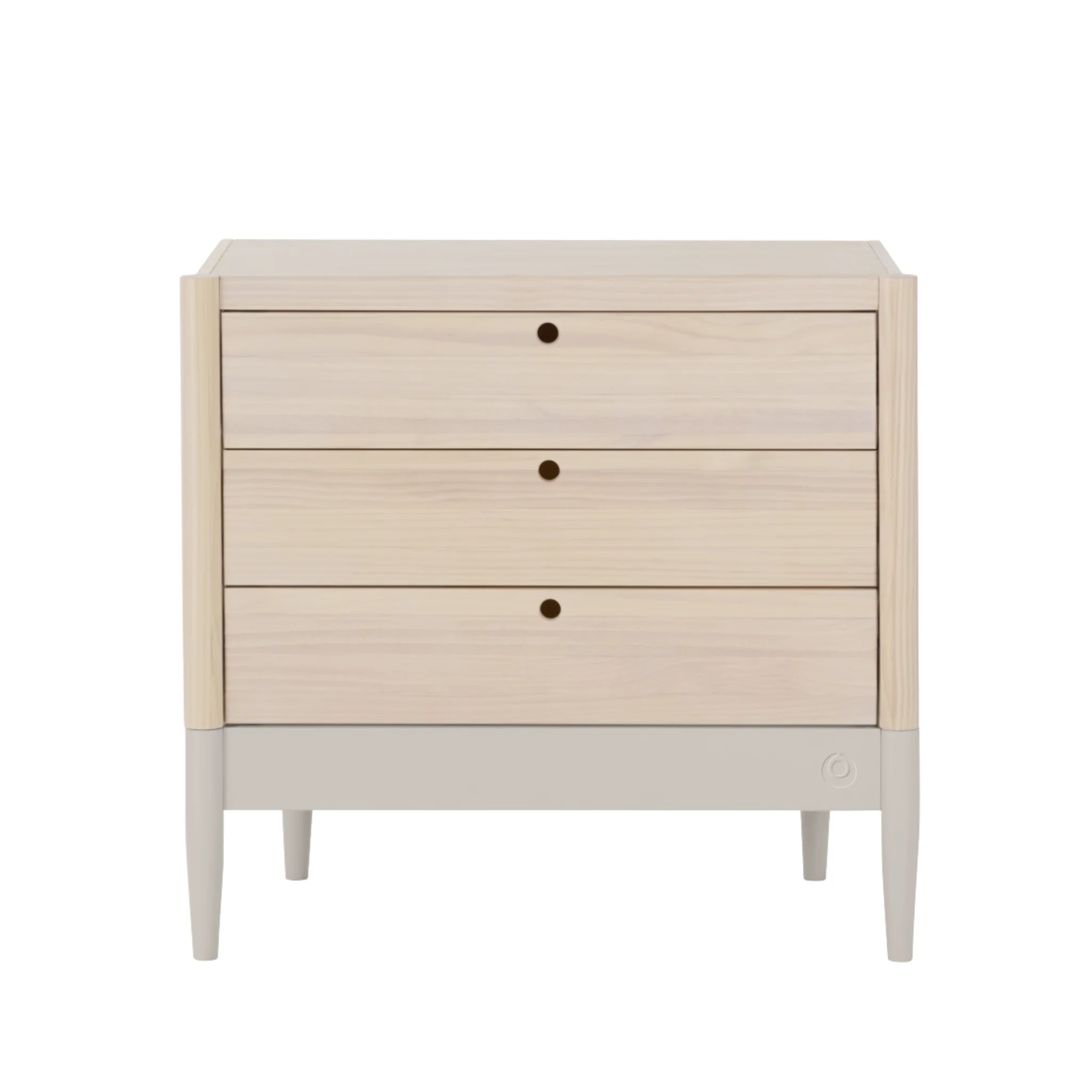Commode de chambre d'enfant Gaia Baby EOS en finition bois naturel et cachemire sans dessus à changement vue de face