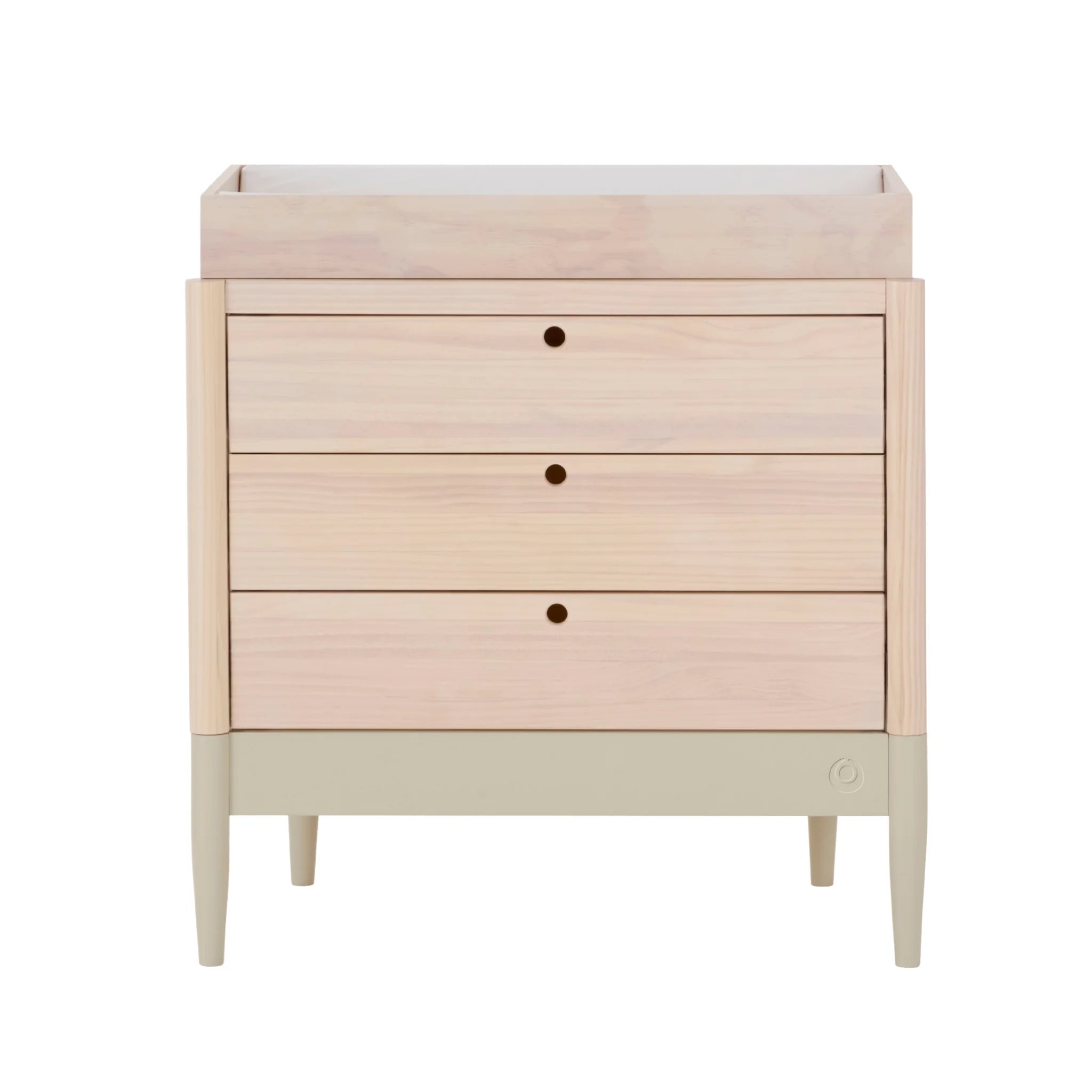 Gaia Baby EOS natural wood nursery dresser with removable changing top and three drawers