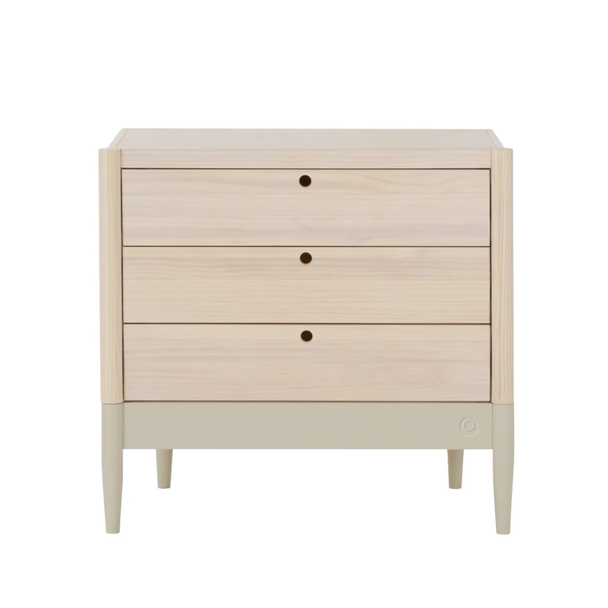 Gaia Baby EOS natural wood nursery dresser with three drawers without changing top