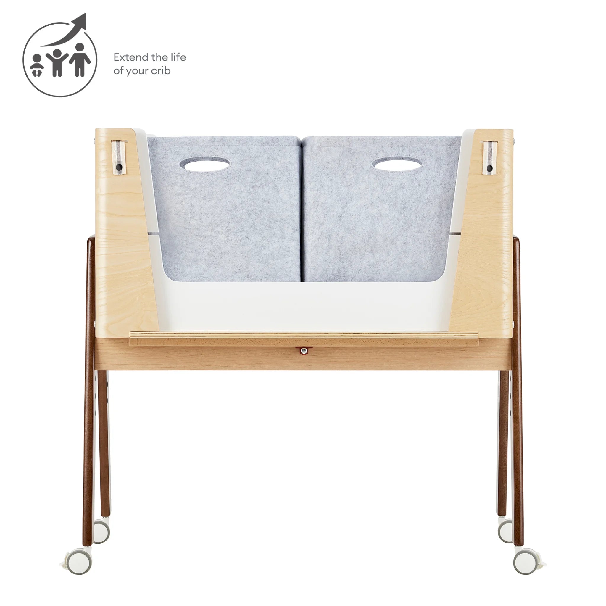Hera Nachtbett aus natürlicher Esche aus echtem Holz mit Aufbewahrungsboxen, um die Lebensdauer des Kinderbetts auf über 6 Monate zu verlängern.