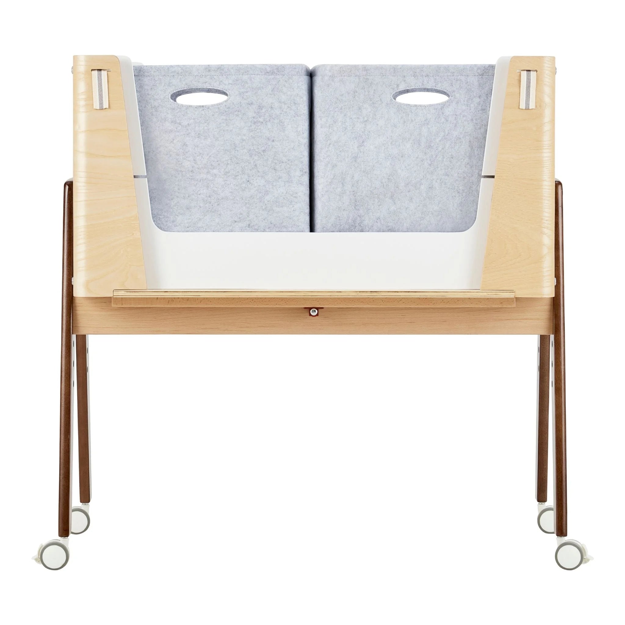 Hera Nachttisch-Aufbewahrungsboxen für Kinderbetten in Grau aus Hera-Naturasche-Walnuss.