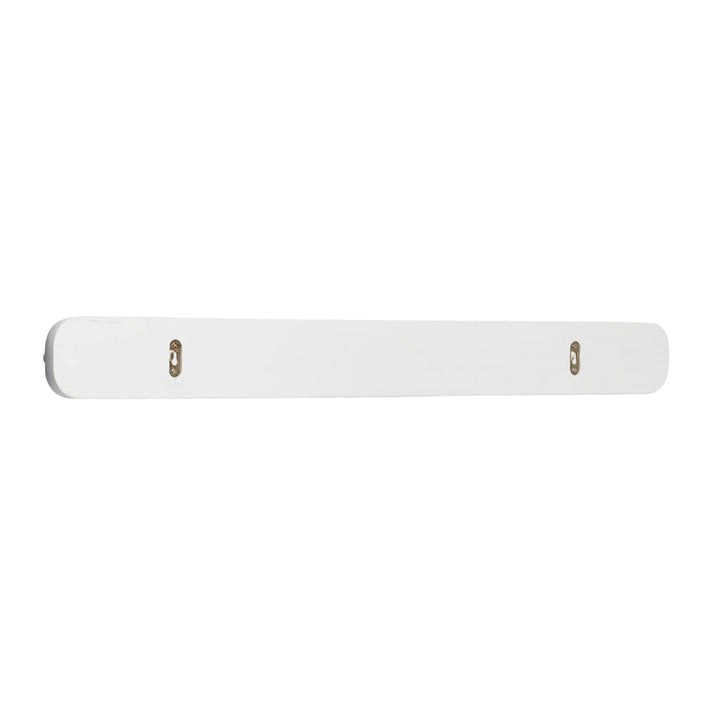 The white Hera hanging peg rail viewed from the back with two fixtures for hanging.