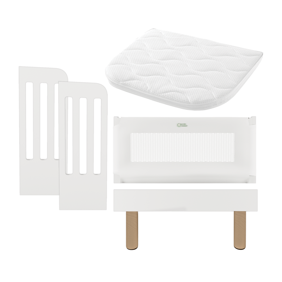 Gaia Baby Serena Bedside Crib Add On pieces that are included on a white background