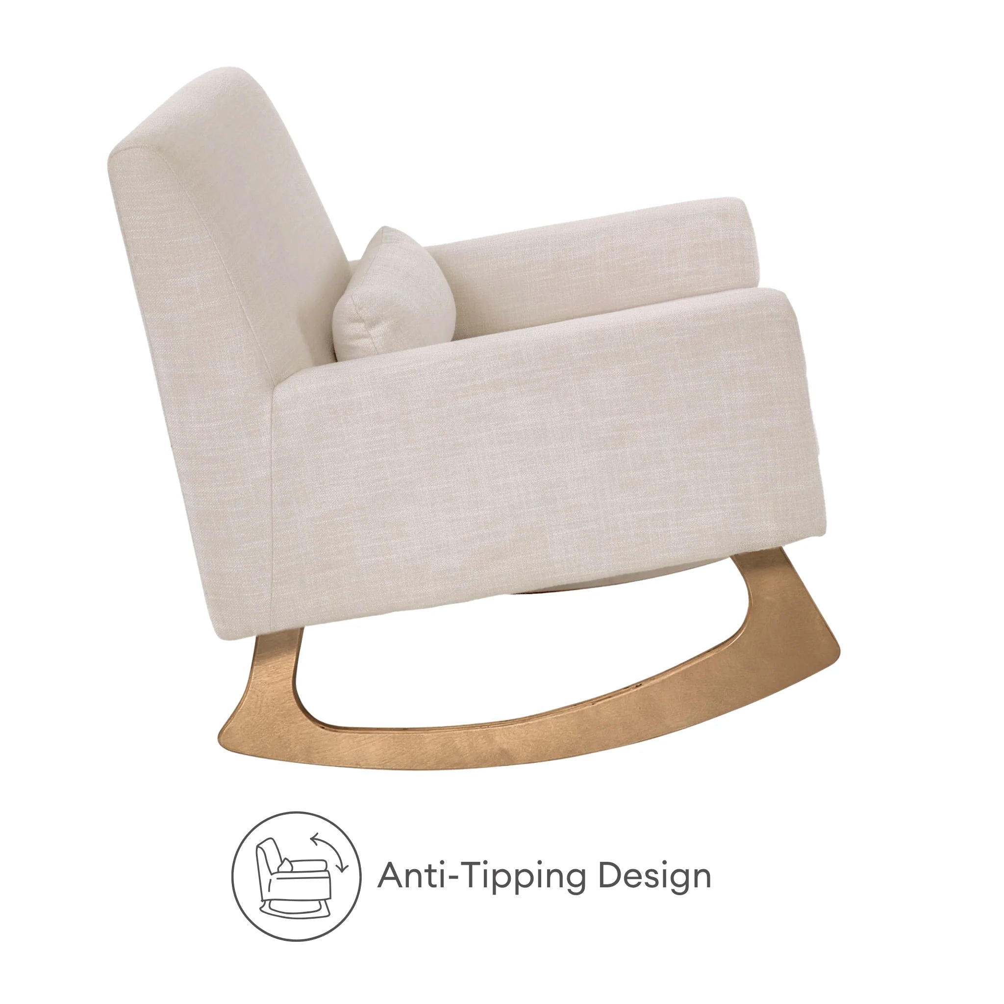 Gaia Baby Serena rocking nursing chair with anti-tipping design and oak rocking legs