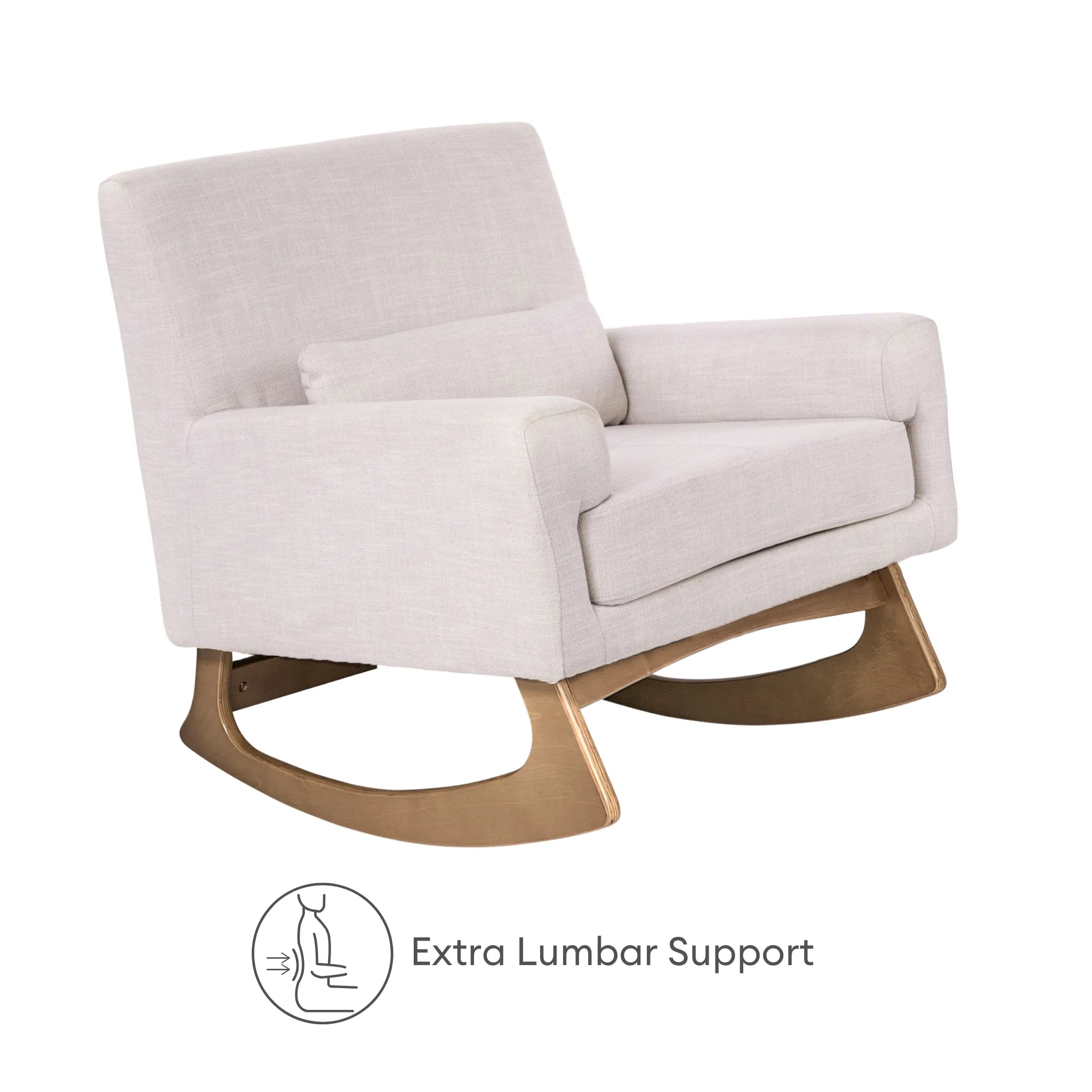 Gaia Baby Serena rocking nursing chair with extra lumbar support and oak rocking legs