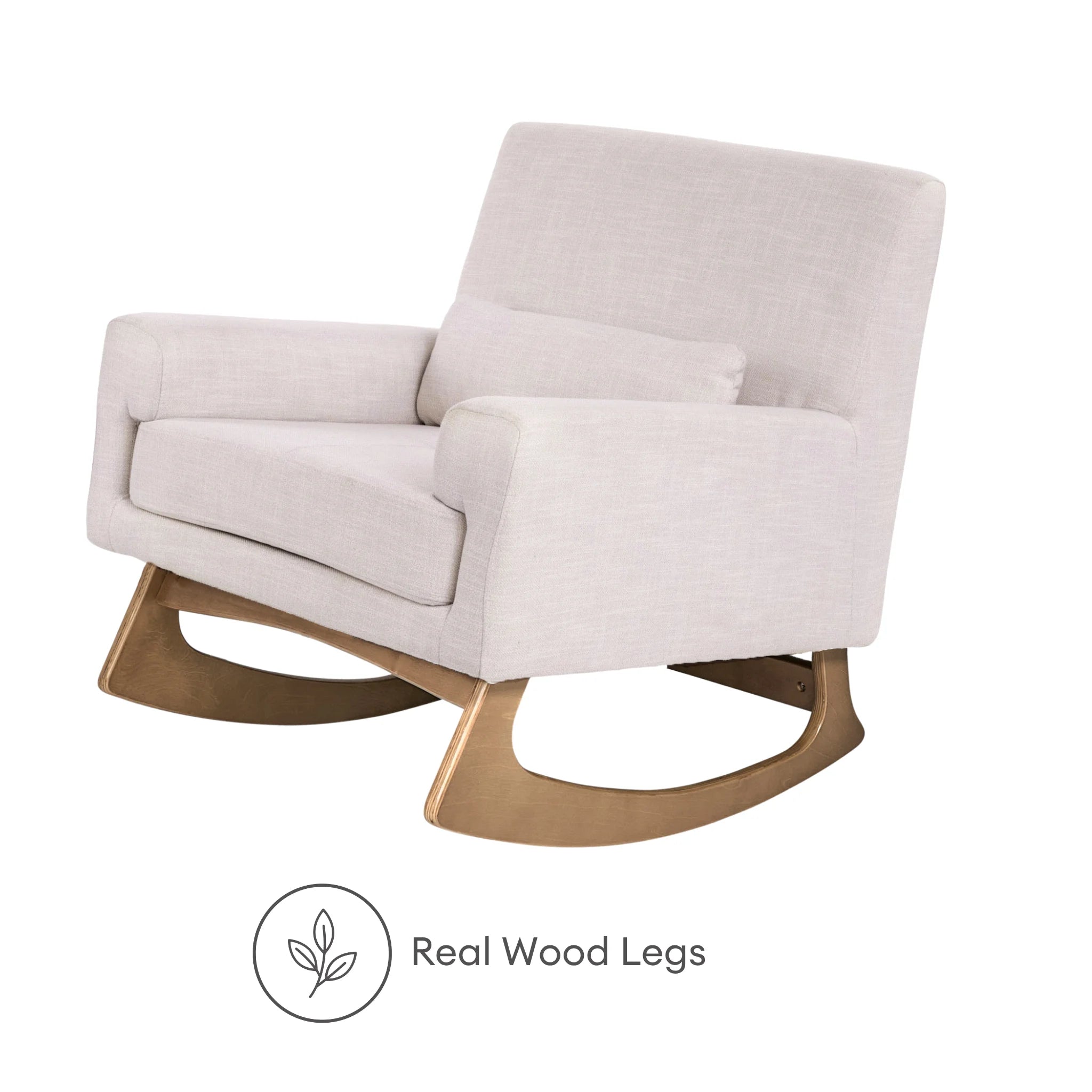 Gaia Baby Serena rocking nursing chair with real wood rocking legs in oat fabric