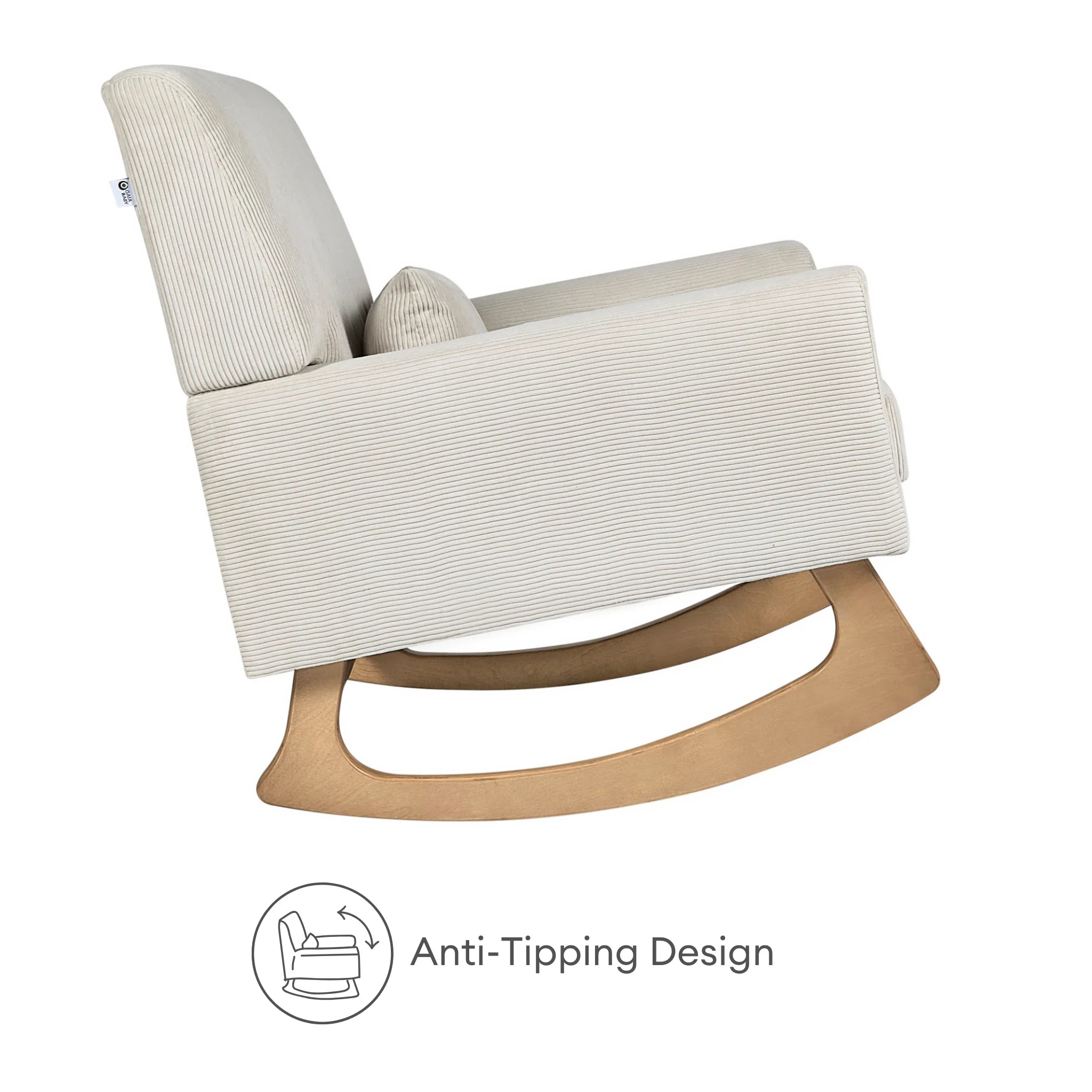 Gaia Baby Serena rocking nursing chair with anti-tipping design in ecru corduroy