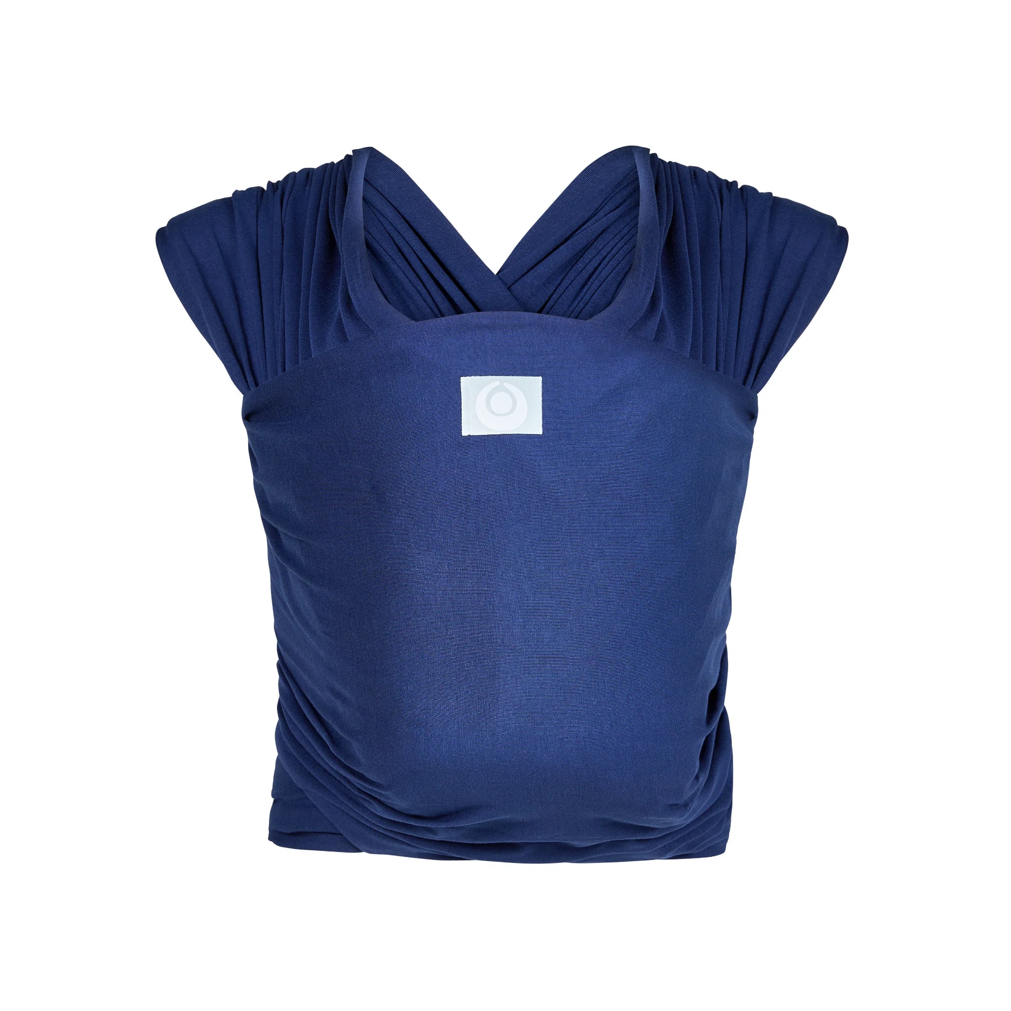 Gaia Baby organic cotton stretchy baby wrap carrier in Midnight Tide, ergonomic newborn baby sling for hands-free babywearing