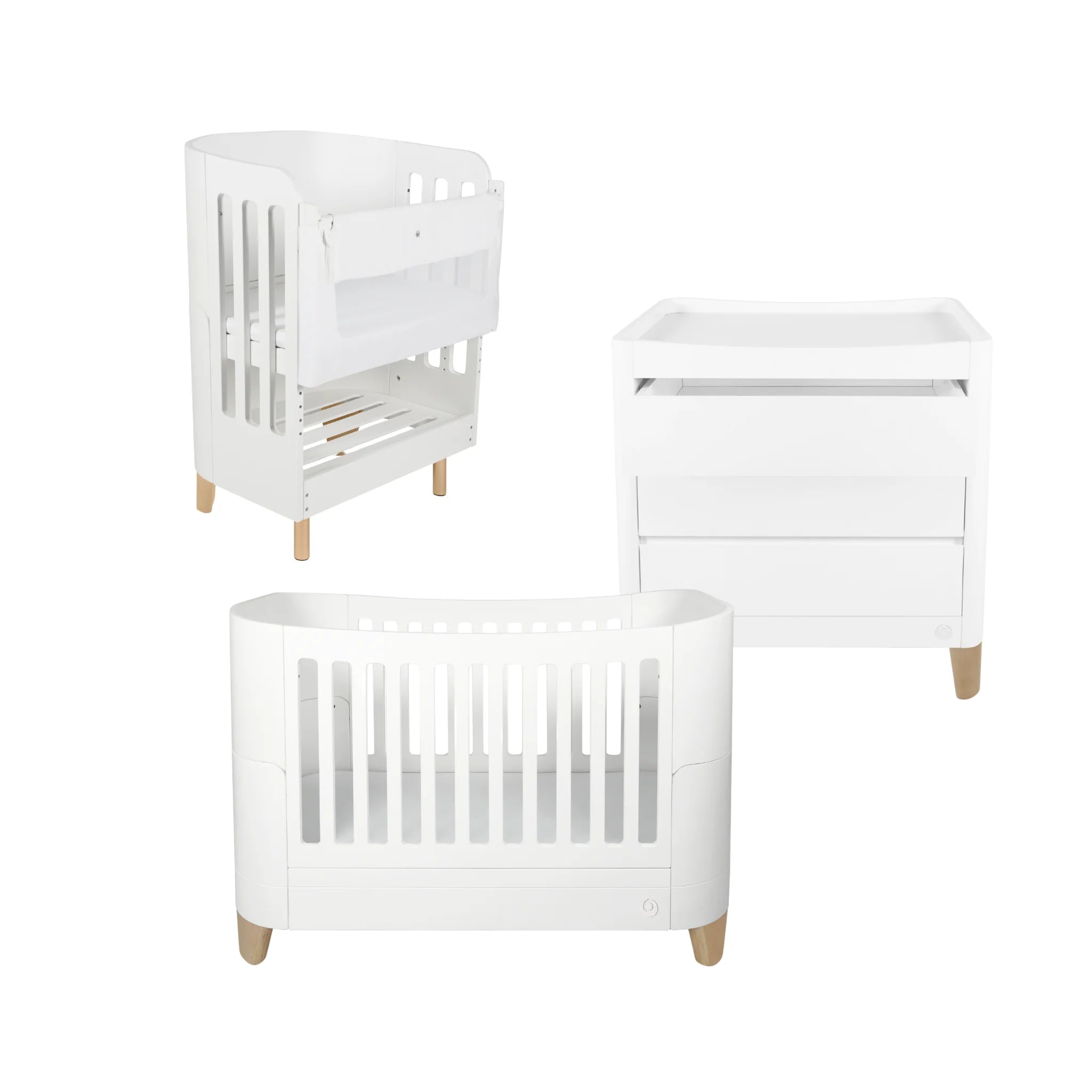 Serena Cot Bed, Bedside Crib & Dresser Set