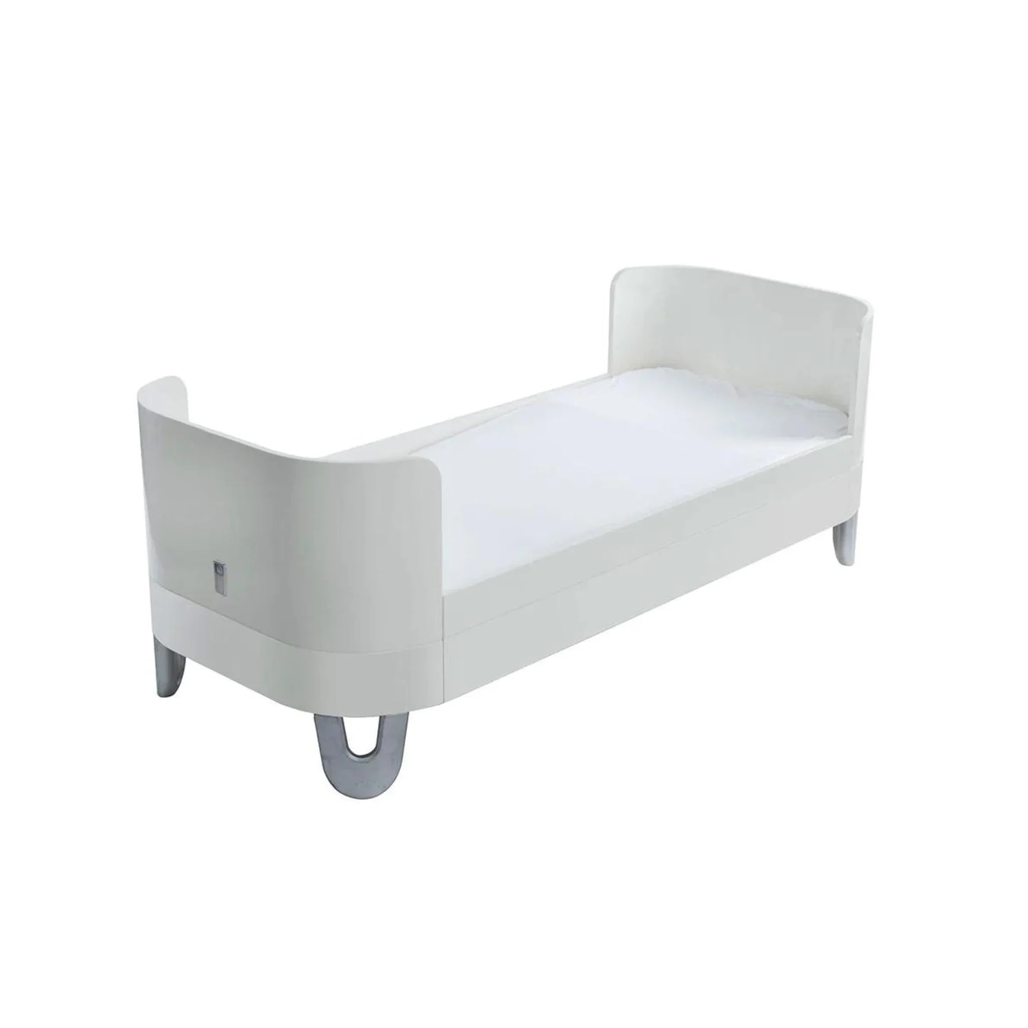 White Gaia Baby Serena Junior Bed with 25cm extension and mattress fitted