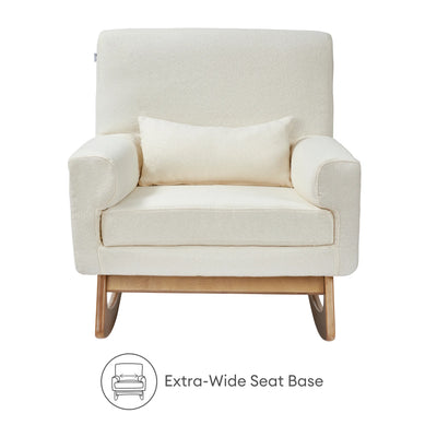 Gaia Baby Serena rocking nursing chair in chalk bouclé with extra-wide seat base