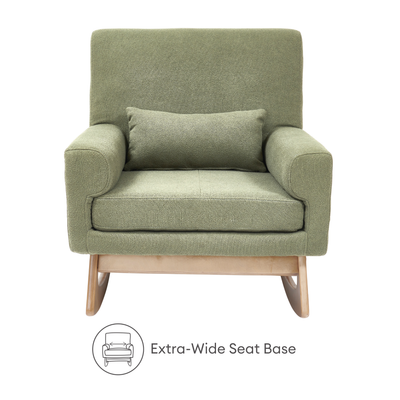 Gaia Baby Serena Sage Boucle Nursing Chair has an extra wide seat base