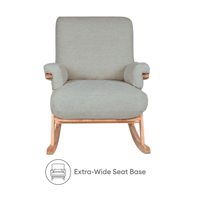 Gaia Baby hera rocking chair extra-wide seat base feature.