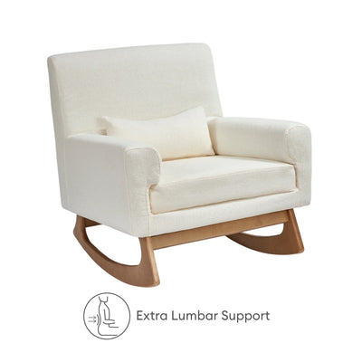 Gaia Baby Serena rocking nursing chair in chalk bouclé with extra lumbar support
Chalk bouclé nursery rocking chair featuring enhanced lumbar support