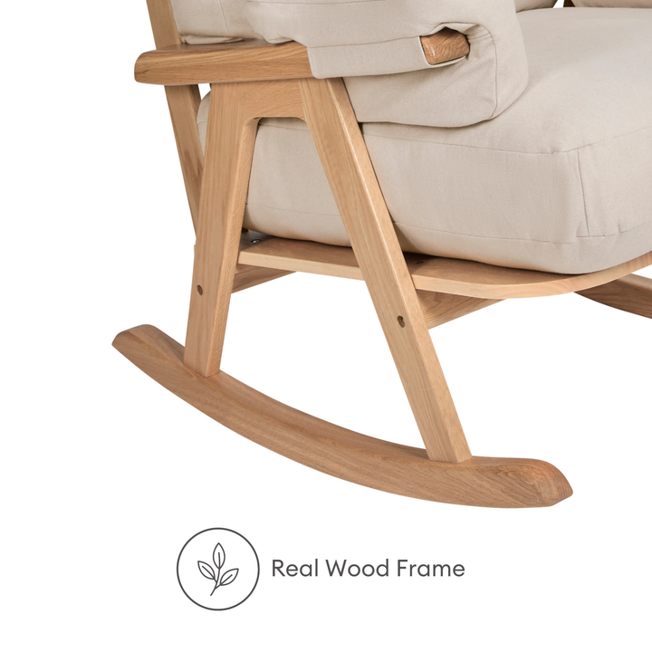 Hera rocking chair real wood frame feature.
