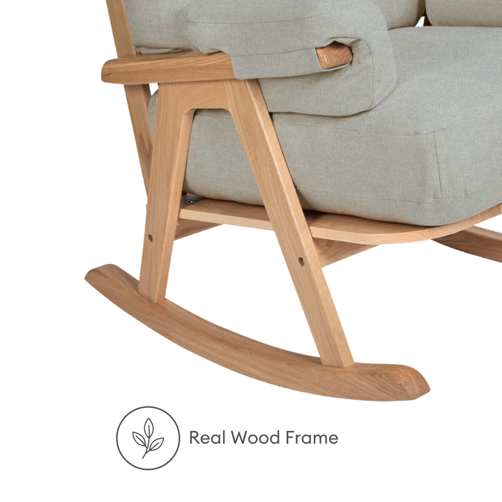 Gaia Baby Hera rocking chair real wood frame feature.