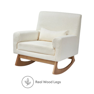 Gaia Baby Serena rocking nursing chair in chalk bouclé with real wood legs