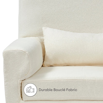 Close-up of Gaia Baby Serena rocking chair in chalk bouclé fabric
