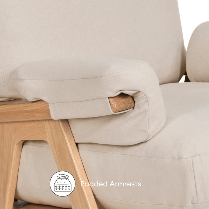 Hera rocking chair padded armrests feature.