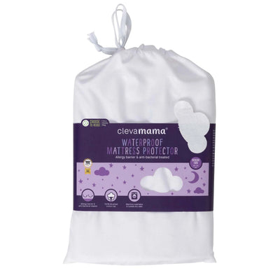 ClevaMama waterproof brushed cotton mattress protector for bedside crib in reusable storage bag