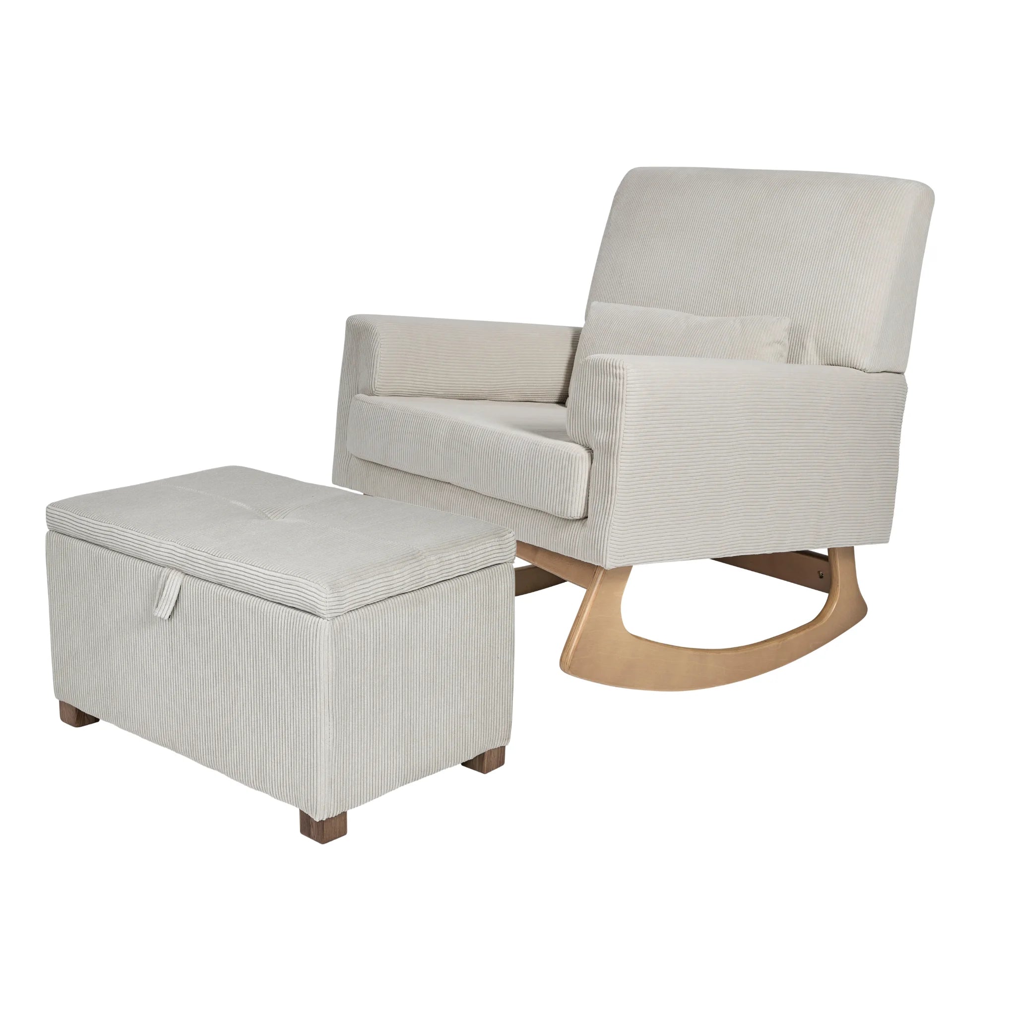 Gaia Baby Serena rocking nursing chair and footstool set in ecru corduroy
