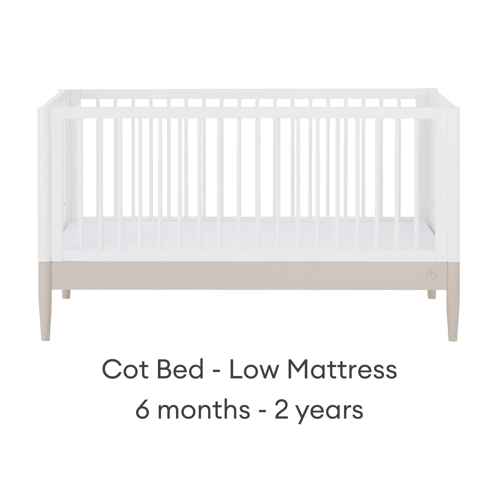 Lit bébé convertible Gaia Baby EOS en blanc et cachemire avec matelas bas pour bébé de 6 mois à 2 ans