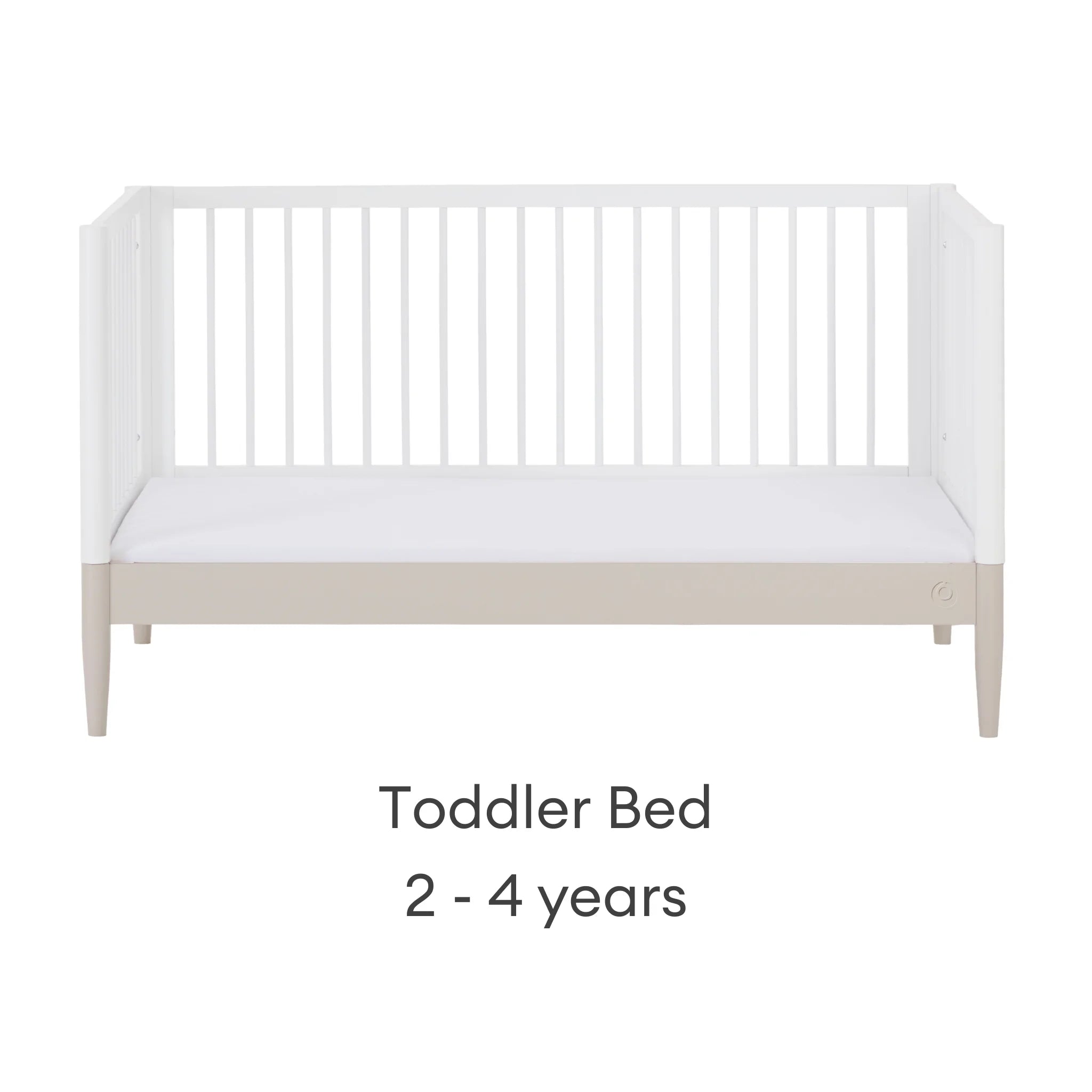 Lit bébé moderne blanc et cachemire de la collection de lits bébé évolutifs Gaia Baby EOS pour enfant de 2 à 4 ans