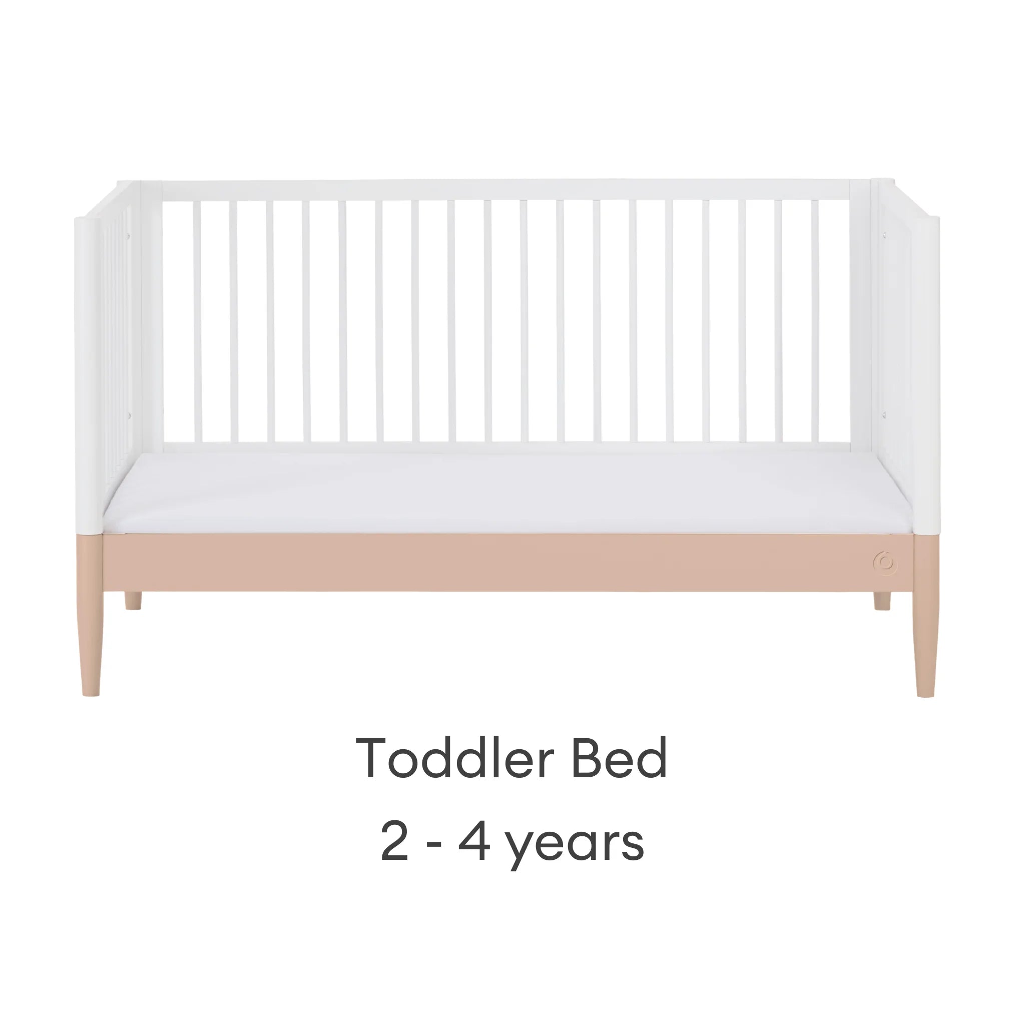Gaia Baby EOS umwandelbares Kinderbett, umgebaut in ein Kleinkinderbett für Kinder im Alter von 2–4 Jahren.