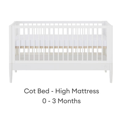 Cuna Gaia Baby EOS con colchón en posición alta para recién nacidos de 0 a 3 meses