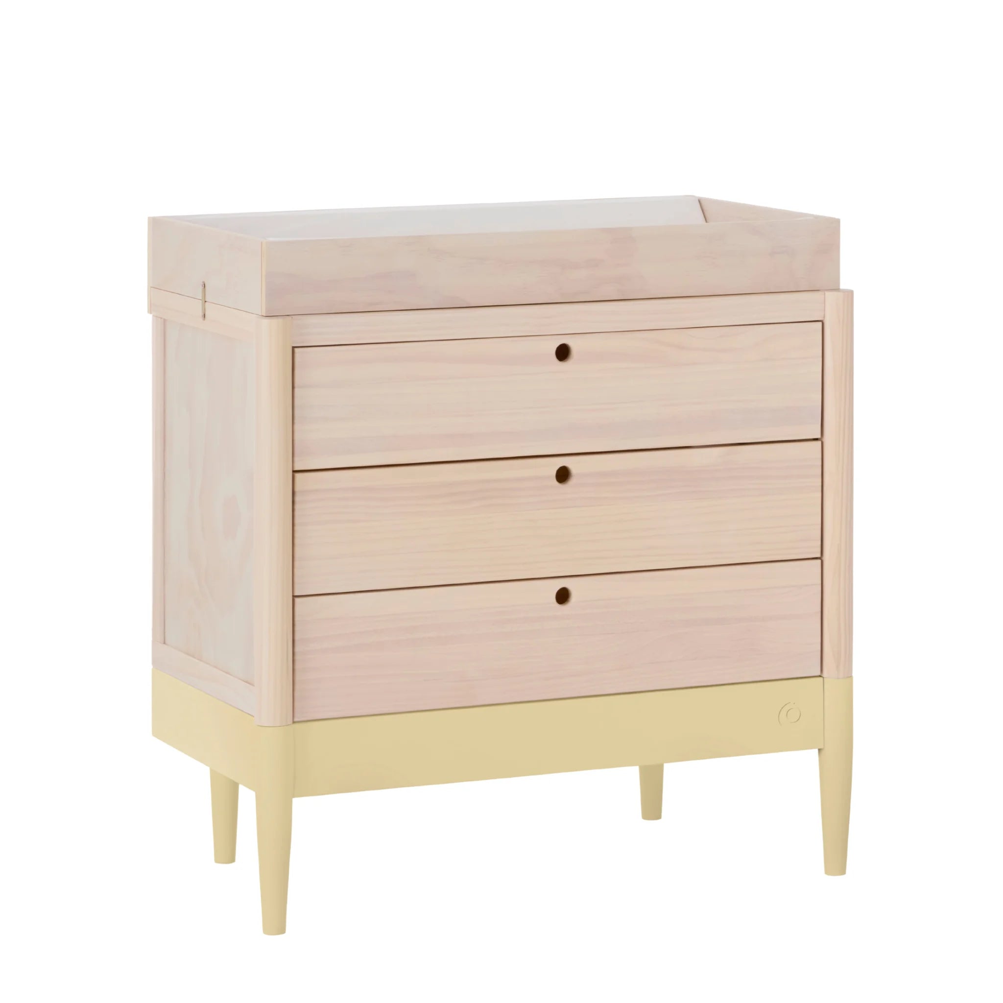Gaia Baby EOS Babykommode mit Wickelaufsatz und drei Schubladen aus Naturholz in Primelgelb