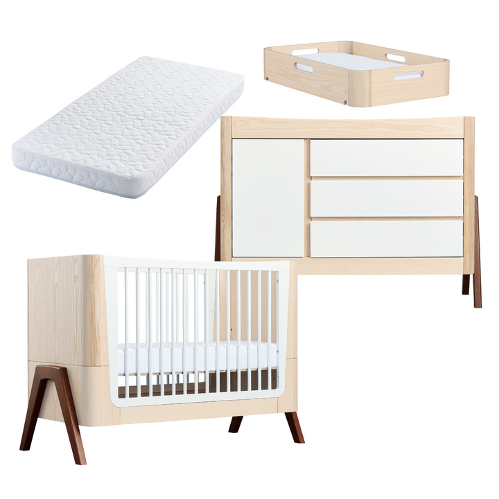 Hera Cot Bed, Dresser, Changing Station & Mattress Bundle