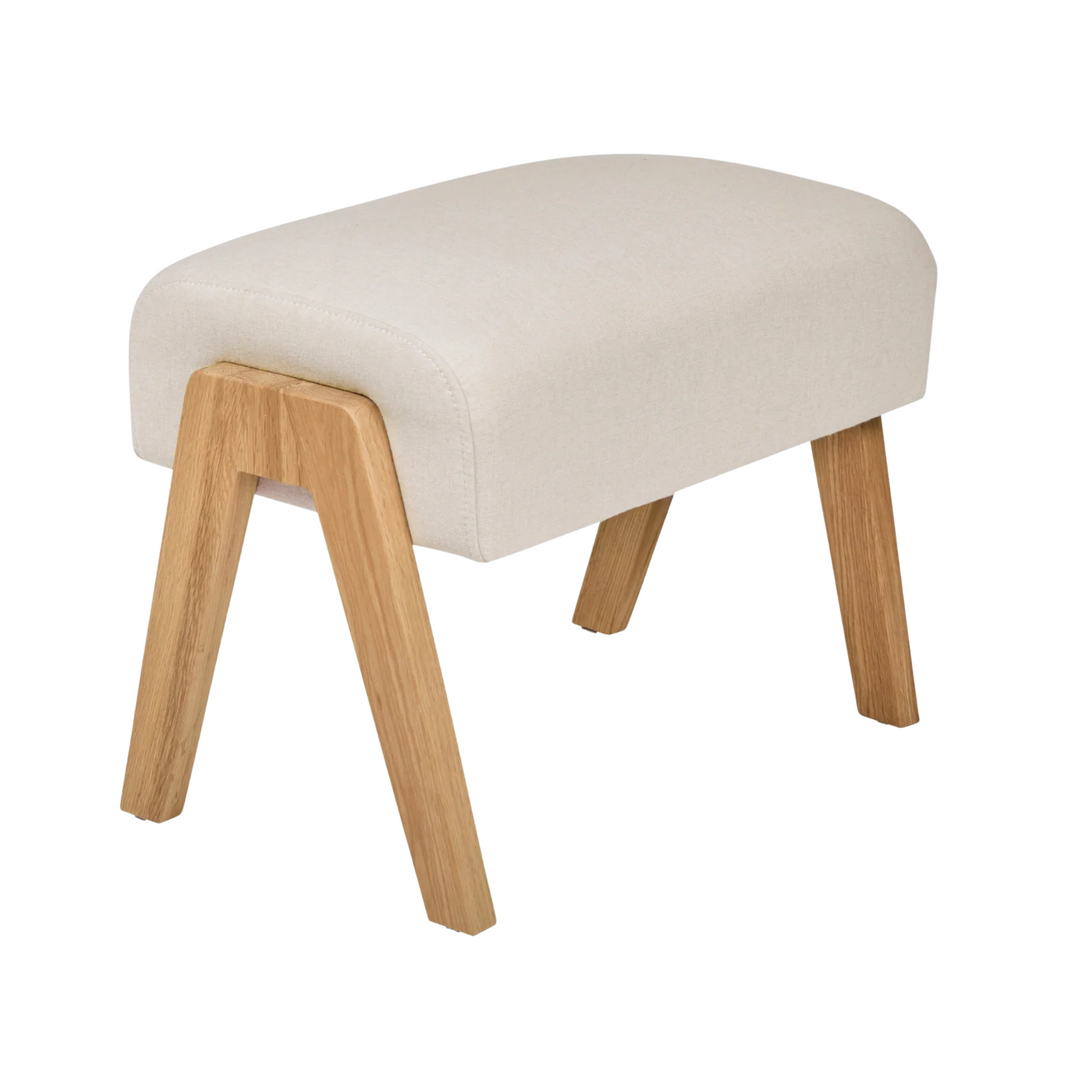 Hera padded footstool with A-frame legs in barley.
