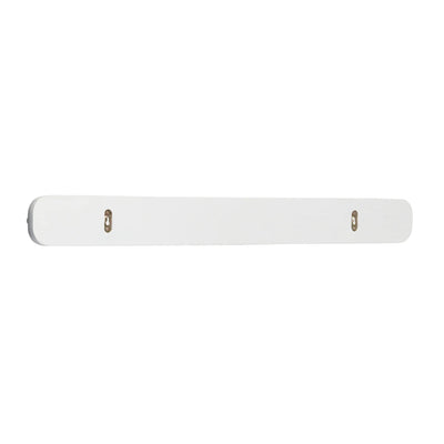 The white Hera hanging peg rail viewed from the back with two fixtures for hanging.