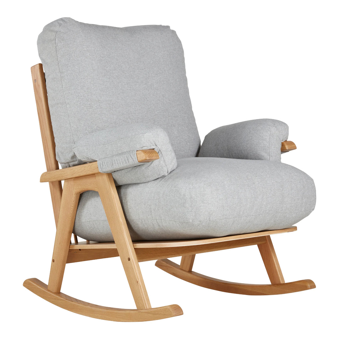 An angled product image of Gaia Baby Hera rocking and nursing chair in Dusk colour