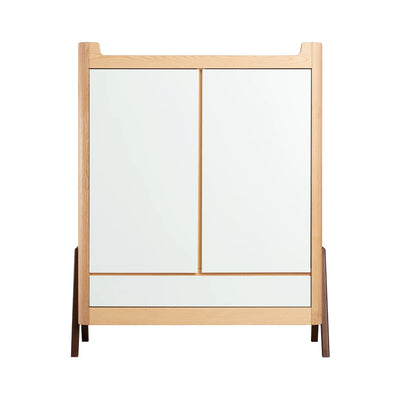 Front view of Gaia Baby Hera nursery wardrobe in white natural featuring 2 doors and a full width drawer below.