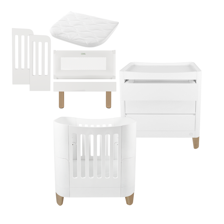 Serena Mini Cot, Cuna de noche y Set Dresser