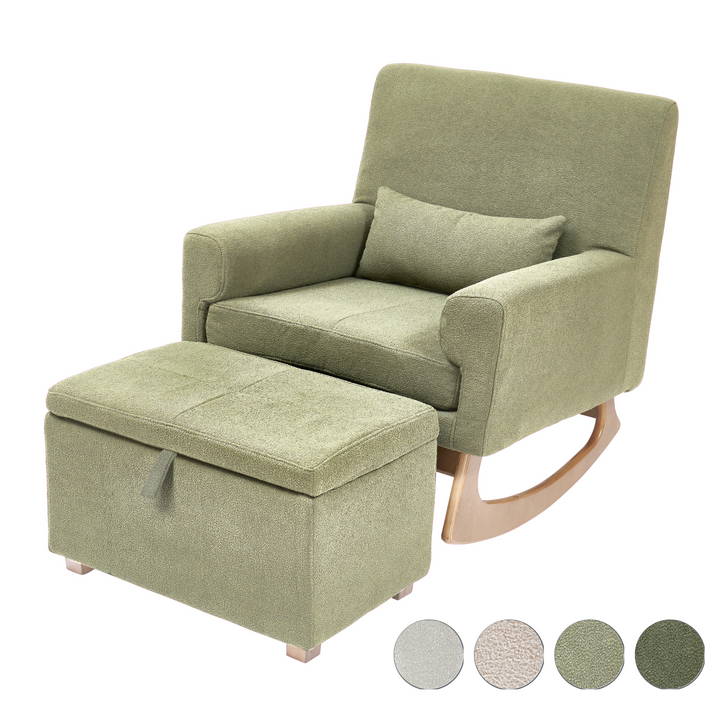 Serena Bouclé Rocking & Nursing Chair and Footstool Set