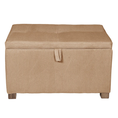 Gaia Baby Serena storage footstool in caramel corduroy front view