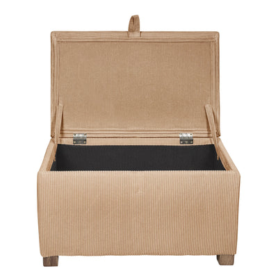Gaia Baby Serena storage footstool in caramel corduroy with open storage compartment