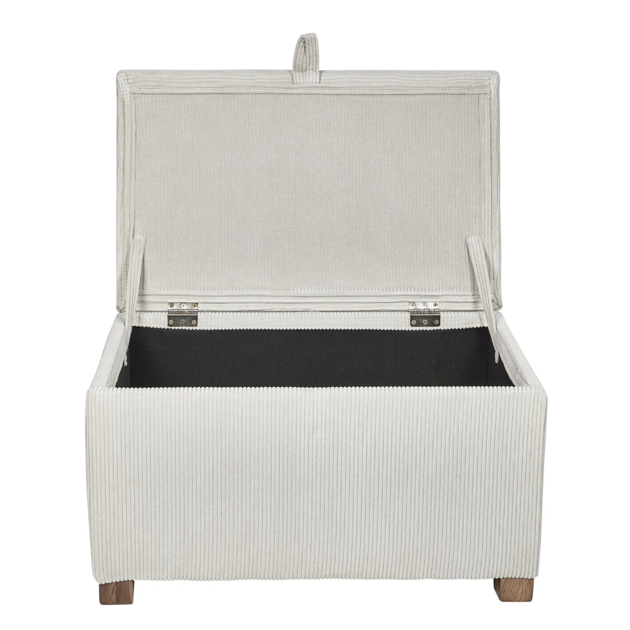 Gaia Baby Serena footstool in ecru corduroy with open storage compartment