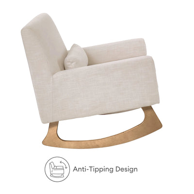 Gaia Baby Serena rocking nursing chair with anti-tipping design and oak rocking legs