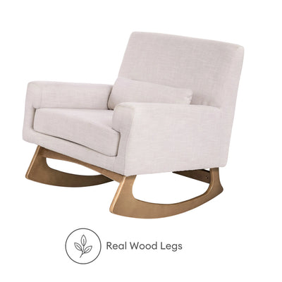 Gaia Baby Serena rocking nursing chair with real wood rocking legs in oat fabric