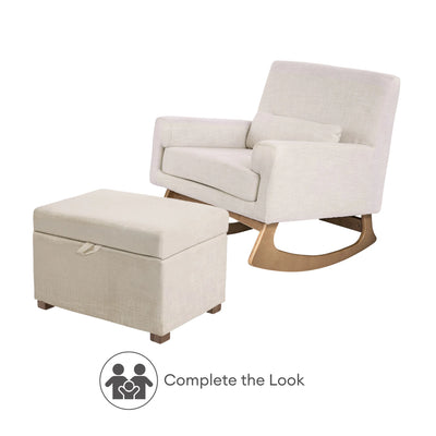 Gaia Baby Serena rocking nursing chair with matching storage footstool in oat fabric