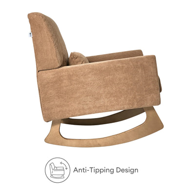 Gaia Baby Serena rocking nursing chair in caramel corduroy with anti-tipping design