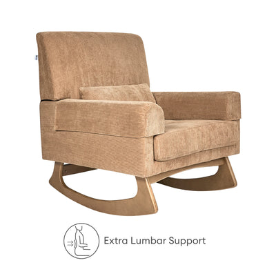 Gaia Baby Serena rocking nursing chair in caramel corduroy with extra lumbar support