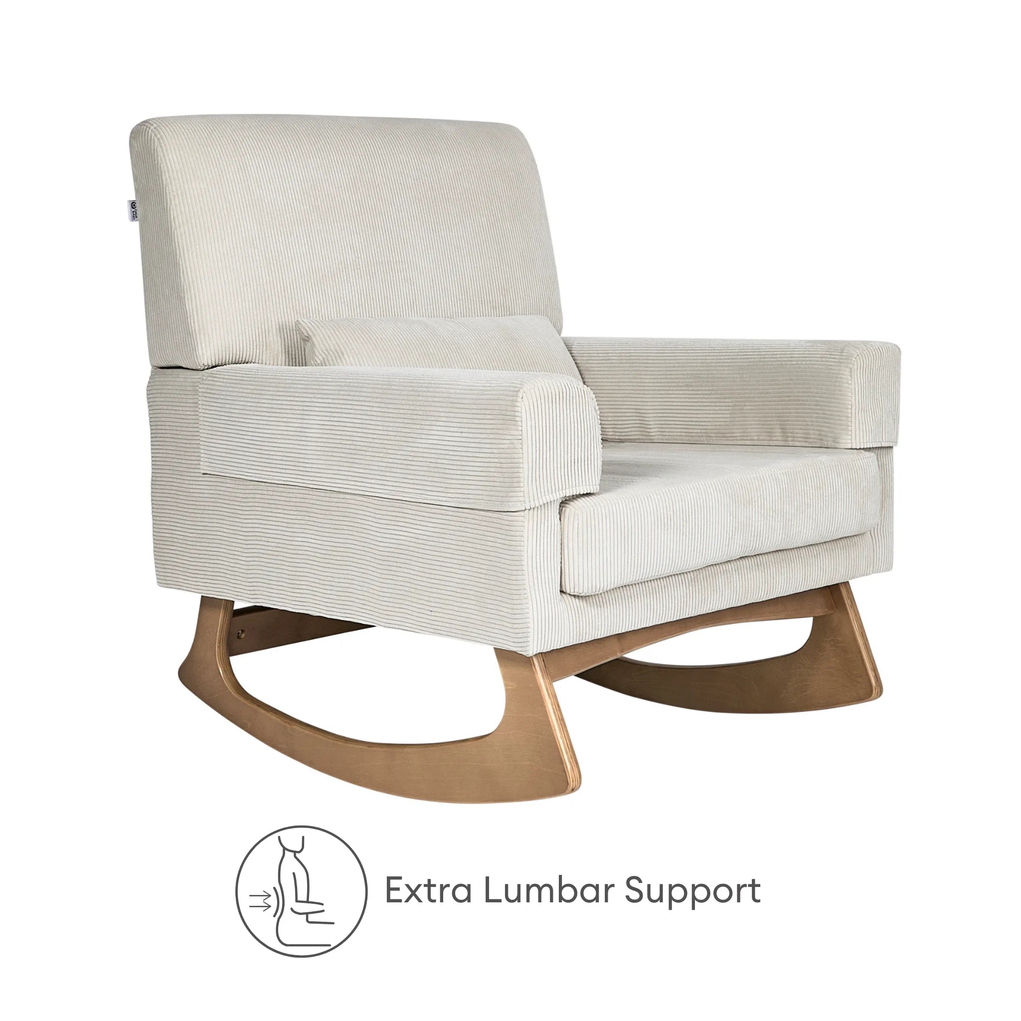 Gaia Baby Serena rocking nursing chair with extra lumbar support in ecru corduroy