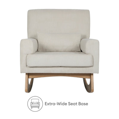 Gaia Baby Serena rocking nursing chair in ecru corduroy with extra-wide seat base